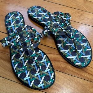 Tory Burch Blue and Green Miller Sandals